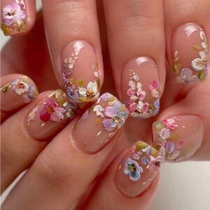 Colorful Floral Pastel Nails NWT